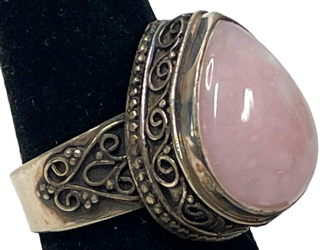 ROSE QUARTZ STERLING SILVER  WOMEN'S RING SZ 8 (1 of 8)