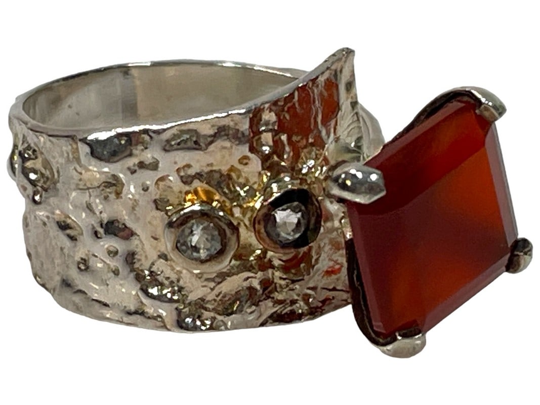 CARNELIAN AGATE  STERLING SILVER  WOMEN'S RING SZ8 (1 of 3)