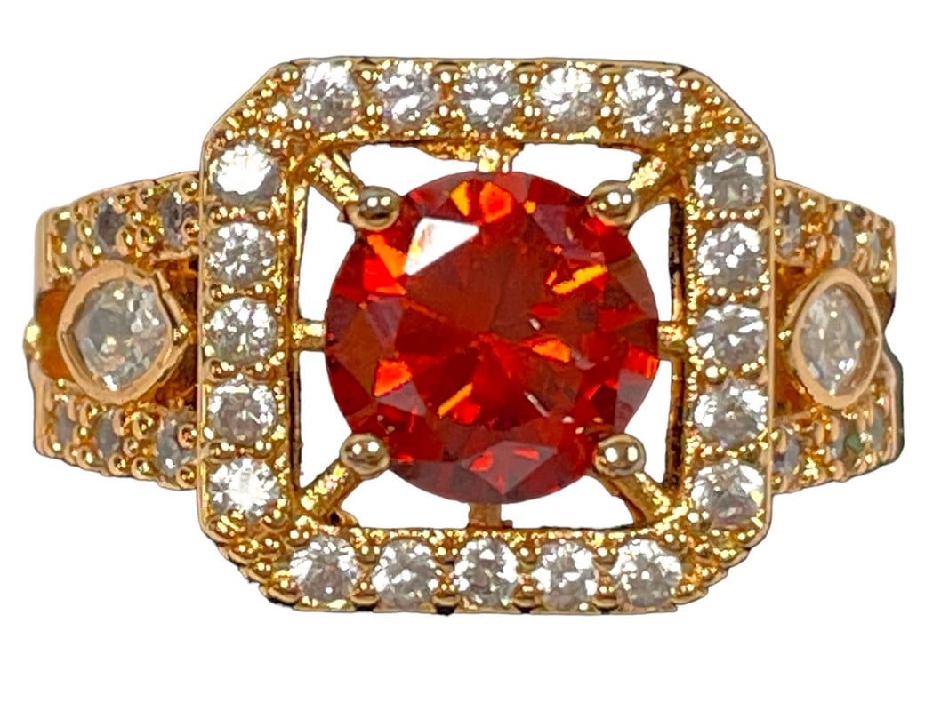 SPESSARTINE AGATE STERLING SILVER  RING SZ 9 (1 of 6)