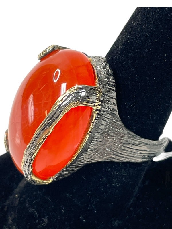 CARNELIAN AGATE STERLING SILVER  RING SZ 8.5 (1 of 6)