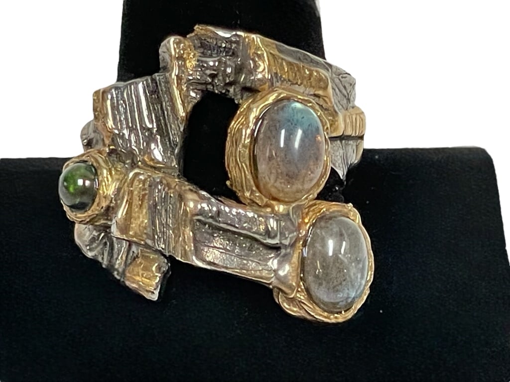OPAL GEMSTONES STERLING SILVER WOMEN'S RING SZ 8.5 (1 of 6)