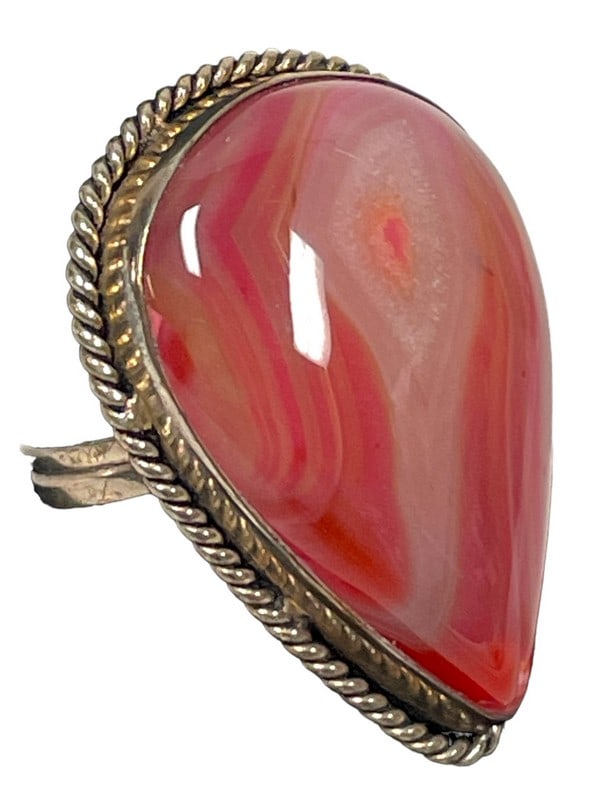 CARNELIAN AGATE STERLING SILVER WOMEN'S RING SZ 7 (1 of 5)