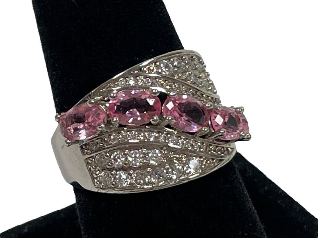 PINK TOURMALINE STERLING SILVER  WOMEN'S RING SZ 7 (1 of 7)