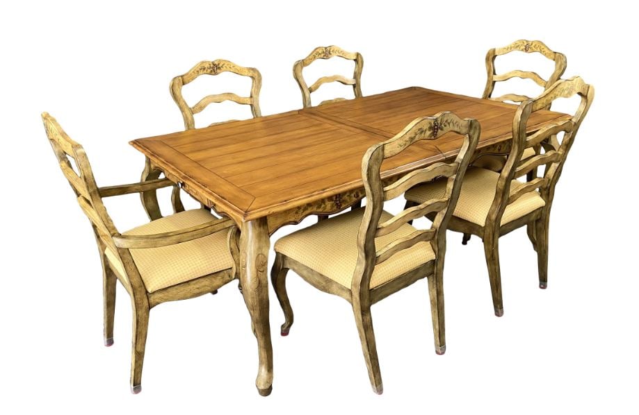 20C. FRENCH COUNTRY DINING TABLE AND CHAIRS SET (1 of 13)
