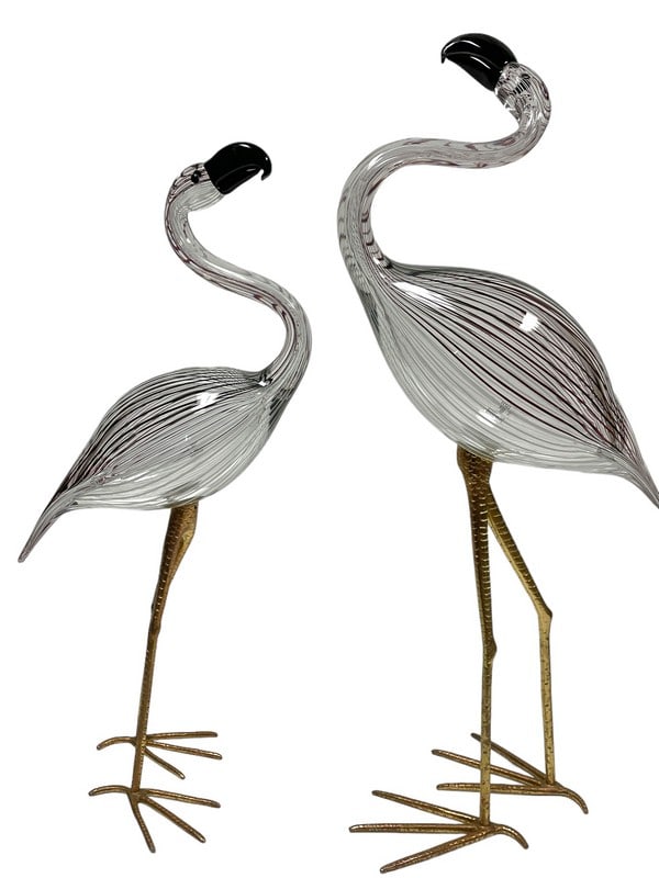 PAIR OF VETRI MURANO ART GLASS FLAMINGOS (1 of 8)