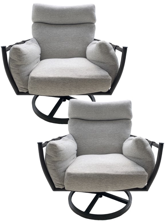 PAIR OF SUMMER CLASSICS CHARLESTON SWIVEL CHAIRS (1 of 5)