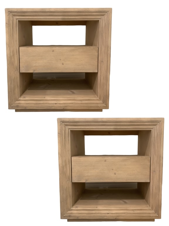 PAIR OF POTTERY BARN OAKLEIGH NIGHTSTANDS 26": PAIR OF POTTERY BARN OAKLEIGH NIGHTSTANDS -27.5" X 26" X 16" APPROX EACH-VERY GOOD PRE OWNED CONDITION MINOR WEAR-DP32124 THIS ITEM IS LOCATED OFF-SITE. All items must be picked up by confirmed online