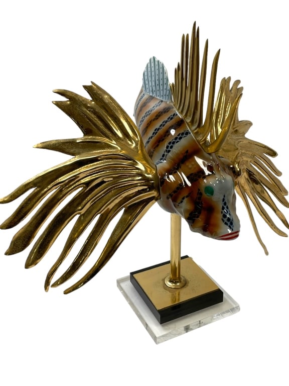 VINTAGE OGGETTI FISH SCULPTURE ON LUCITE BASE 19" (1 of 4)