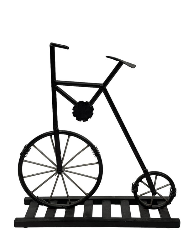 BRUTALIST METAL BIKE SCULPTURE 15": BRUTALIST METAL BIKE SCULPTURE-15" X 14" X 5" APPROX-VERY GOOD PRE OWNEDC ONDITION-DP32024
