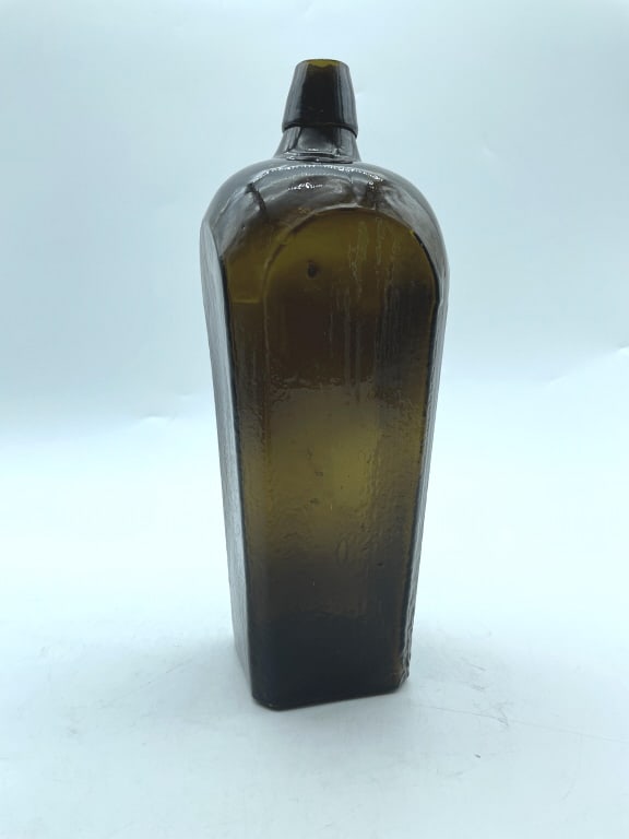 VINTAGE GREEN GLASS GIN BOTTLE 10.5" (1 of 4)