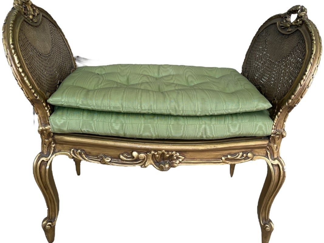 FRENCH LOUIS XV STYLE BOUDOIR VANITY SETTEE 35" (1 of 7)