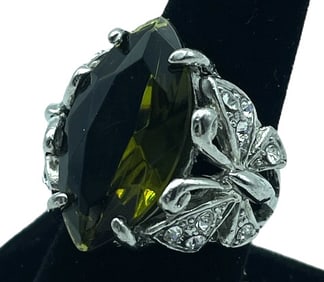 VTG DROVITE STERLING SILVER & CZ WOMEN'S RING SZ 8