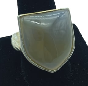 MONTANA AGATE STERLING SILVER WOMEN'S RING SZ 10