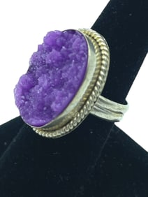DRUZY GEM STERLING SILVER WOMEN'S RING SZ 8