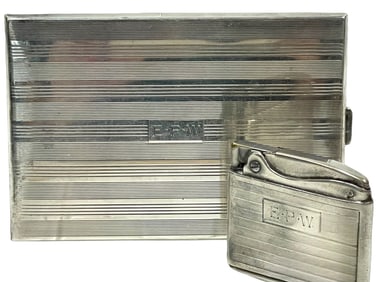 VTG STERLING SILVER CIGARETTE CASE & LIGHTER 207G
