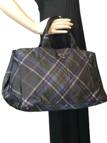 PRADA LARGE CHECKERED CANAPA TOTE