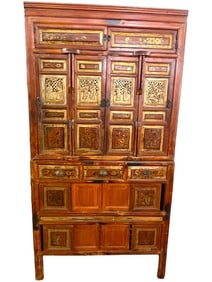 ANTIQUE CARVED CHINESE PANTRY CABINET BUFFET