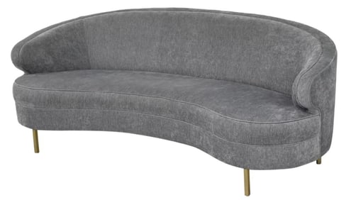 TOV BAILA GREY VELVET CURVED SOFA