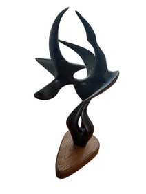 GUITHO KNOOP (1909-1985) ABSTRACT BIRD BRONZE SCULPTURE 26"