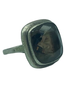 SLIVER SMOKEY QUARTZ COCKTAIL RING  SIZE 4.5
