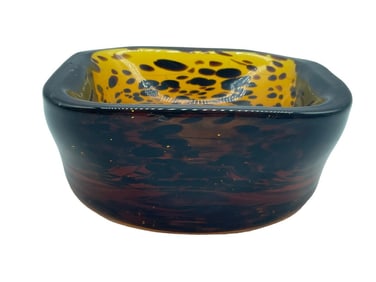TORTOISE SHELL HEAVY GLASS BOWL 6"