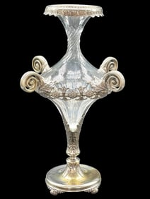 TIFFANY & CO STERLING SILVER & GLASS EPERGNE VASE