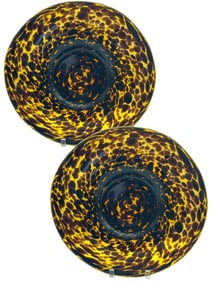 VINTAGE PAIR OF TORTOISE SHELL GLASS CHARGERS 15"