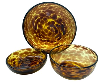 LOT OF VINTAGE TORTOISE SHELL GLASS SERVING BOWLS