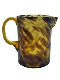 VINTAGE TORTOISE SHELL GLASS PITCHER 7.5"