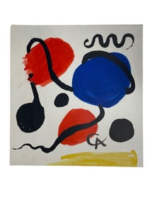 A. CALDER BLACK BLUE & RED CIRCLES LITHO PRINT 22"