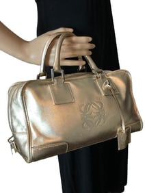 LOEWE AMAZONA GOLD CALF LEATHER HANDBAG
