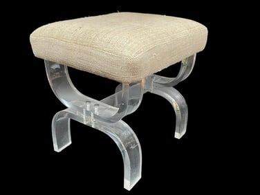 MID CENTURY MODERN LUCITE X BASE STOOL