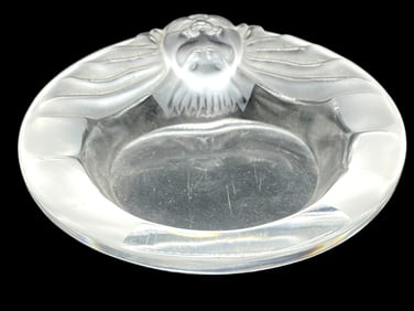 LALIQUE CRYSTAL "TETE DE LION" TRINKET DISH 5.75"
