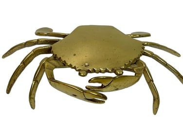 VINTAGE BRASS CRAB WITH SECRET TRINKET DISH 6"