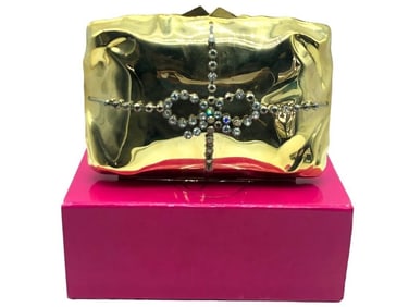 NWT BENEDETTA BRUZZICHES GOLD METAL CLUTCH $1505