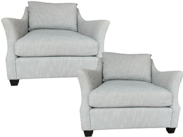 PAIR OF PALE AQUA BERNHARDT ACCENT CHAIRS 35"