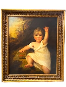 SIR HENRY RAEBURN BOY WITH CHERRIES OIL PAINTING