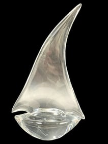 DAUM FRANCE STYLE CRYSTAL GLASS SAILBOAT 11.5"