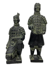VTG TERRACOTTA CHINESE WARRIOR STATUES 10"