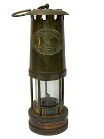 E. THOMAS & WILLIAMS  BRASS MINERS LAMP 10"