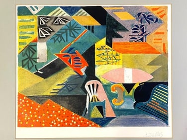 A. LHOTE INTERIOR STILL LIFE LITHOGRAPH PRINT 20"