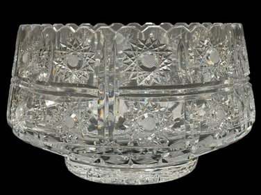 CLEAR CUT CRYSTAL FOOTED PUNCH BOWL 9.5"