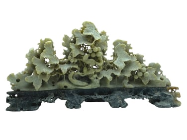 VINTAGE HARDSTONE CHINESE STONE FLOWER CARVING 10"