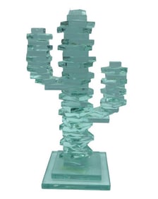 VINTAGE GLASS CACTUS SCULPTURE SAGUARO 6"