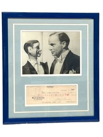 EDGAR BERGEN CHARLIE MccARTHY PHOTO & SIGNED CHECK