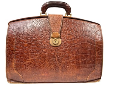 VINTAGE HARRODS CROCODILE LEATHER ATTACHE CASE