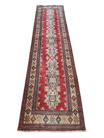 KAZAK STYLE RED RUNNER CARPET 11 FT
