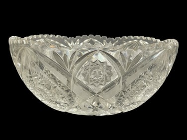 LARGE CLEAR CUT CRYSTAL FRUIT BOWL 10"