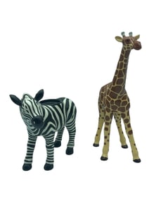 ZEBRA & GIRAFFE  2 PARTYLITE CANDLE HOLDER CERAMIC