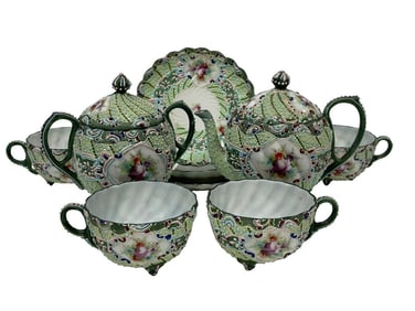 ANTIQUE HAND PAINTED NIPPON MORIAGE TEA SET